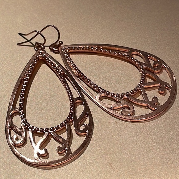 Southwestern Style Rosetone Open Hoops 2 1/2” Long - Picture 1 of 7